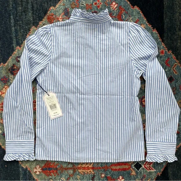 Adorable Classic Prep Ruffle Front Button Down Top "Ginny" Size 12 New with Tags - Picture 5 of 7